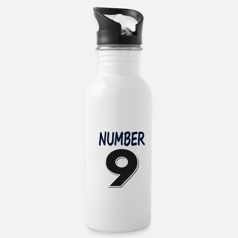 Nummer 9 Zahl 9 Nummer neun 9. Geburtstag Geschenk - Trinkflasche mit integriertem Trinkhalm - Weiß