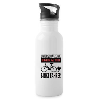 E Bike Fahrer Radfahren E-Bike fahren Geschenkidee - Trinkflasche mit integriertem Trinkhalm - Weiß - Rechts