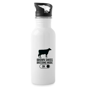 Cow breeding mode on - Brown Swiss - Water bottle with straw - white - Right
