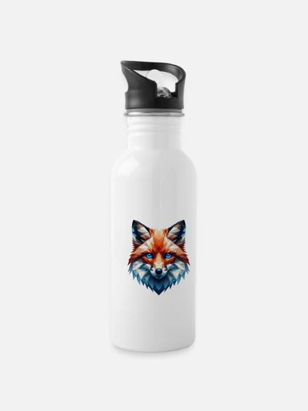 Fuchs Tier Wald Rotfuchs Wildnis - Trinkflasche mit integriertem Trinkhalm - Weiß