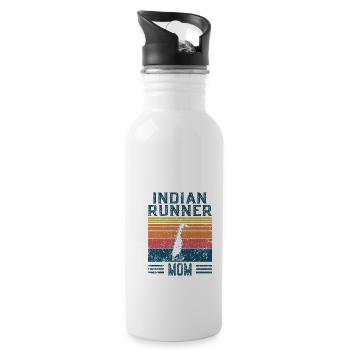 Entenmama - Vintage Indian Runner - Trinkflasche mit integriertem Trinkhalm - Weiß - Rechts
