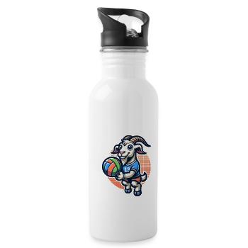 Lustiger Ziegen Volleyball Spieler - Trinkflasche mit integriertem Trinkhalm - Weiß - Rechts