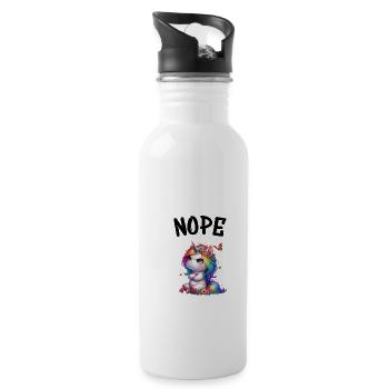 Unicorn Saying Nope Boy and Girl Mythical Creature - Water bottle with straw - white - Right