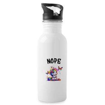 Unicorn Saying Nope Boy and Girl Mythical Creature - Water bottle with straw - white - Right