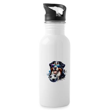 Ballon Saint Bernard Joueur de football Fan Champion - Gourde avec paille intégrée - blanc - Droite