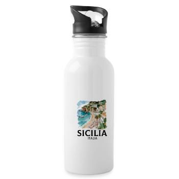 Sicilia Italia, sicilian - Trinkflasche mit integriertem Trinkhalm - Weiß - Rechts