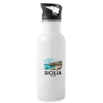 Sicilia Italia, sicilian - Trinkflasche mit integriertem Trinkhalm - Weiß - Rechts