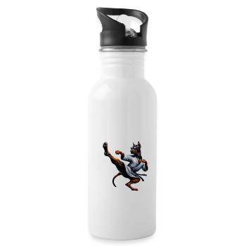 Karate Rodesian Ridgeback Action - Water bottle with straw - white - Right