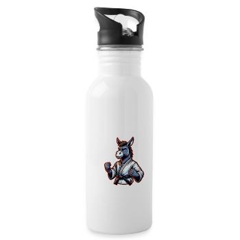 Funny Karate Donkey for Martial Arts Fans - Water bottle with straw - white - Right