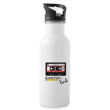 Kassettenkind Tape mit Bleistift Retro - Trinkflasche mit integriertem Trinkhalm - Weiß - Rechts