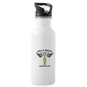 Hells Woiza positiv - Trinkflasche mit integriertem Trinkhalm - Weiß - Rechts