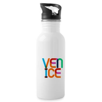 Venice Italy CMYK Pop Art Style - Water bottle with straw - white - Right