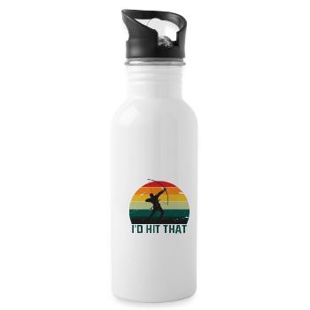 Lustiger Bogensport Spruch Bogenschießen - Trinkflasche mit integriertem Trinkhalm - Weiß - Rechts