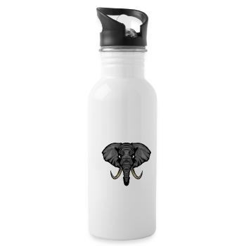 elephant elefant trunk horn ear logo 4 o - Water bottle with straw - white - Right
