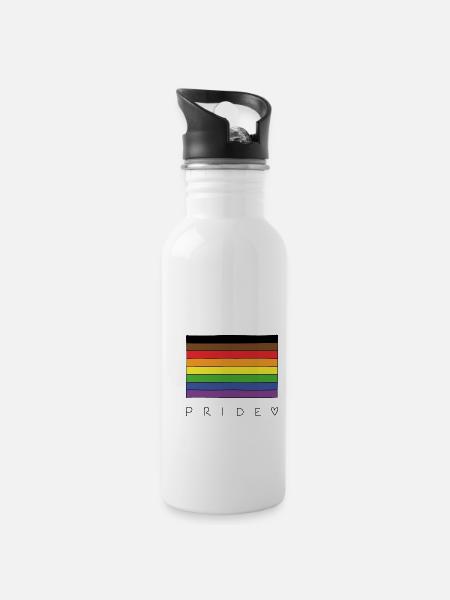 Alternative LGBT flag Pride - Water bottle with straw - white
