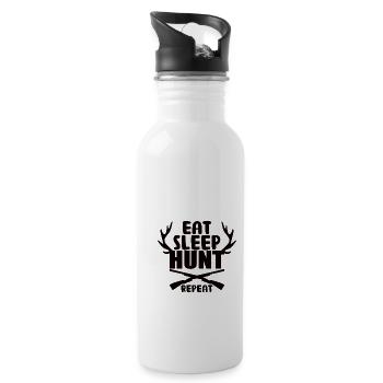 Eat sleep hunt repeat - Water bottle with straw - white - Right