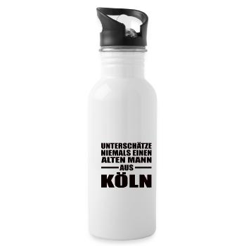Alter Mann Köln Kölle NRW Geburtstag Ruhrgebiet - Trinkflasche mit integriertem Trinkhalm - Weiß - Rechts