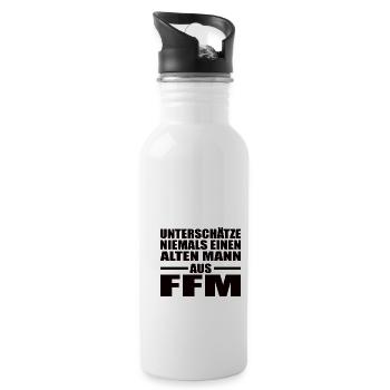 Alter Mann Frankfurt FFM Geburtstag Main Hessen - Trinkflasche mit integriertem Trinkhalm - Weiß - Rechts