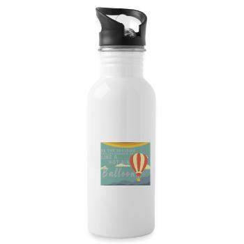 Heißluftballon & Ballon Fahrer Geschenk - Trinkflasche mit integriertem Trinkhalm - Weiß - Rechts
