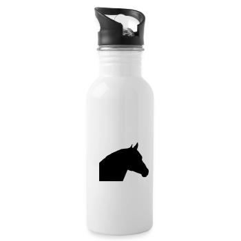 Pferdekopf- 3 - Trinkflasche mit integriertem Trinkhalm - Weiß - Rechts