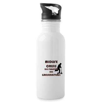 MIDLIFE CRISIS DIE PUBERTÄT DES GREISENALTERS - Trinkflasche mit integriertem Trinkhalm - Weiß - Rechts