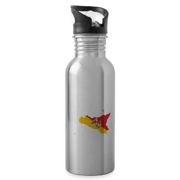 Trinacria Sicily - Water bottle with straw - silver - Right