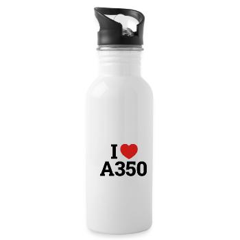 I love A350 - Trinkflasche mit integriertem Trinkhalm - Weiß - Rechts