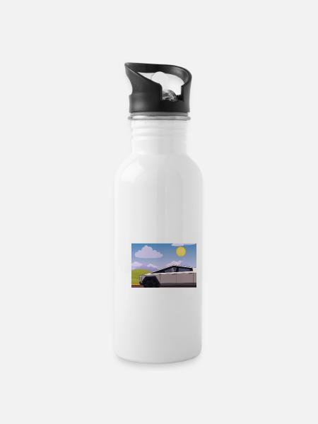 Tesla in Tesla - Trinkflasche mit integriertem Trinkhalm - Weiß