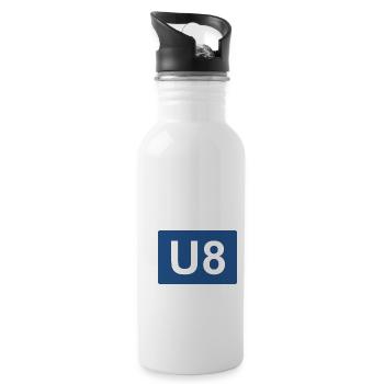 Berlin U-Bahn U8 - Trinkflasche mit integriertem Trinkhalm - Weiß - Rechts