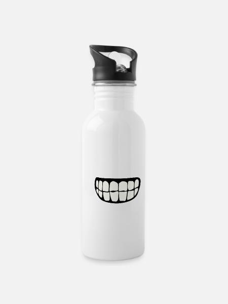 Zahnlächelprothese 206 S. - Trinkflasche mit integriertem Trinkhalm - Weiß