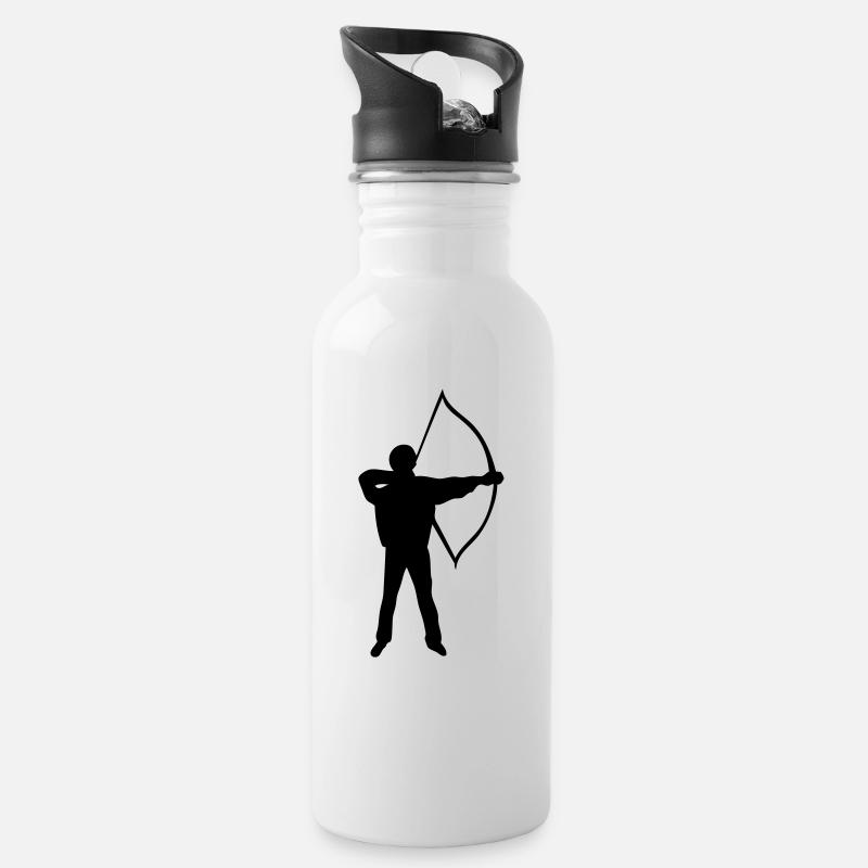 Bogenschießen Bogenschießen Logo - Trinkflasche mit integriertem Trinkhalm - Weiß