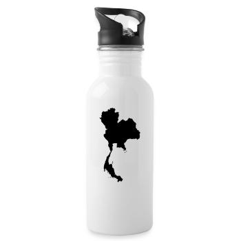 Thailand Silhouette Karte - Trinkflasche mit integriertem Trinkhalm - Weiß - Rechts