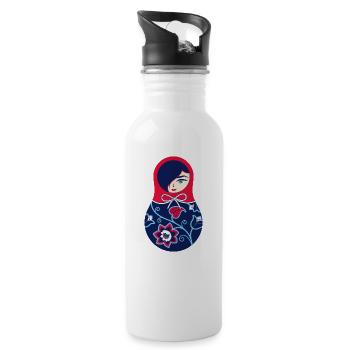 Matryoshka Helena - Water bottle with straw - white - Right