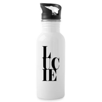 Lucie Nom Prénom Police moderne Word Art - Gourde avec paille intégrée - blanc - Droite