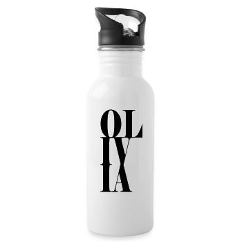 Olivia Surname First name Modern font Word Art - Water bottle with straw - white - Right