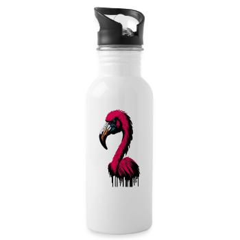 Flamingo Pink Abstrakt - Trinkflasche mit integriertem Trinkhalm - Weiß - Rechts