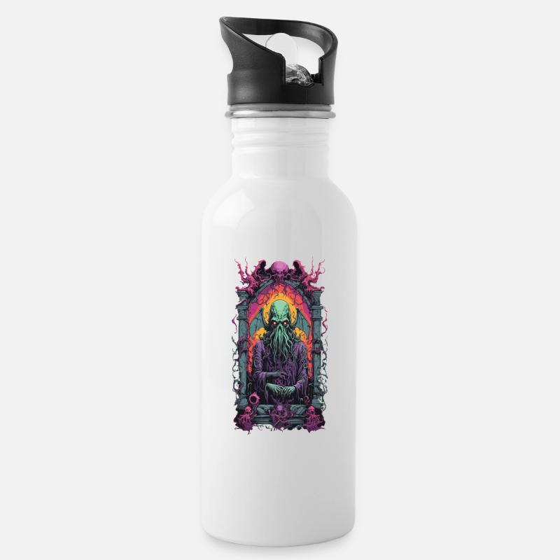 Cthulhu gothique monstre occulte horreur Design - Gourde avec paille intégrée - blanc