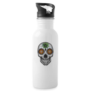 Skull Mexican Style, Día de Muertos - Trinkflasche mit integriertem Trinkhalm - Weiß - Rechts