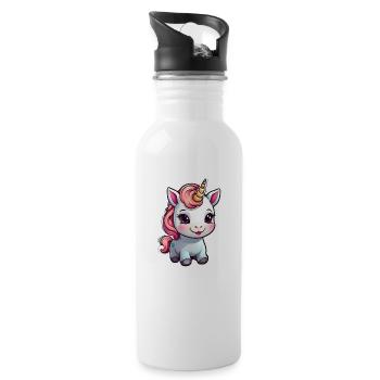 Happy Baby licorne style kawaii - Gourde avec paille intégrée - blanc - Droite