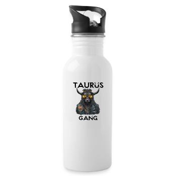 Taurus Gang Zodiac Sign - Water bottle with straw - white - Right