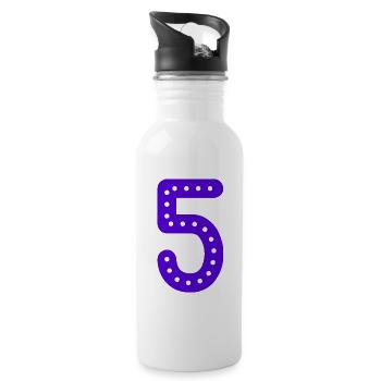 5 YEARS. 5TH ANNIVERSARY. BIRTHDAY 5 YEARS. FIVE - Water bottle with straw - white - Right
