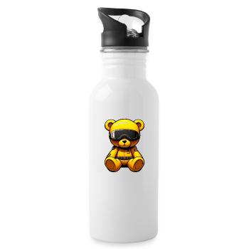 Yellow bear - Trinkflasche mit integriertem Trinkhalm - Weiß - Rechts
