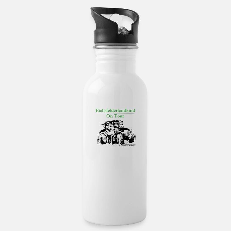 Eichsfelderlandkind - Trinkflasche mit integriertem Trinkhalm - Weiß