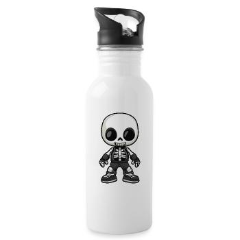 Skelett Comic Halloween Kawaii - Trinkflasche mit integriertem Trinkhalm - Weiß - Rechts