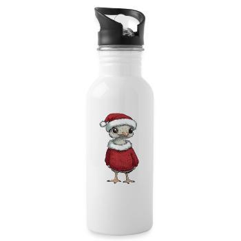 Strauß Weihnachten Comic - Trinkflasche mit integriertem Trinkhalm - Weiß - Rechts