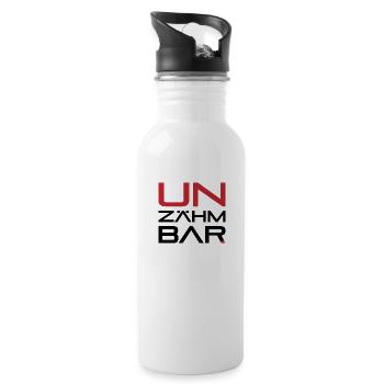 UNZÄHMBAR schwarz-rot - Trinkflasche mit integriertem Trinkhalm - Weiß - Rechts