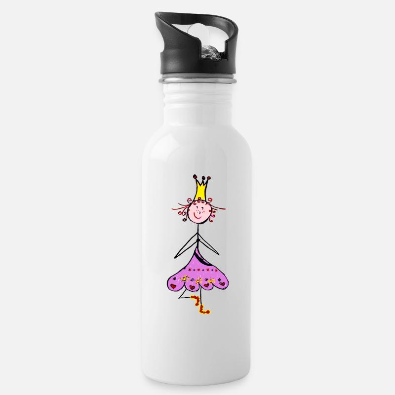 Yoga Prinzessin - Trinkflasche mit integriertem Trinkhalm - Weiß