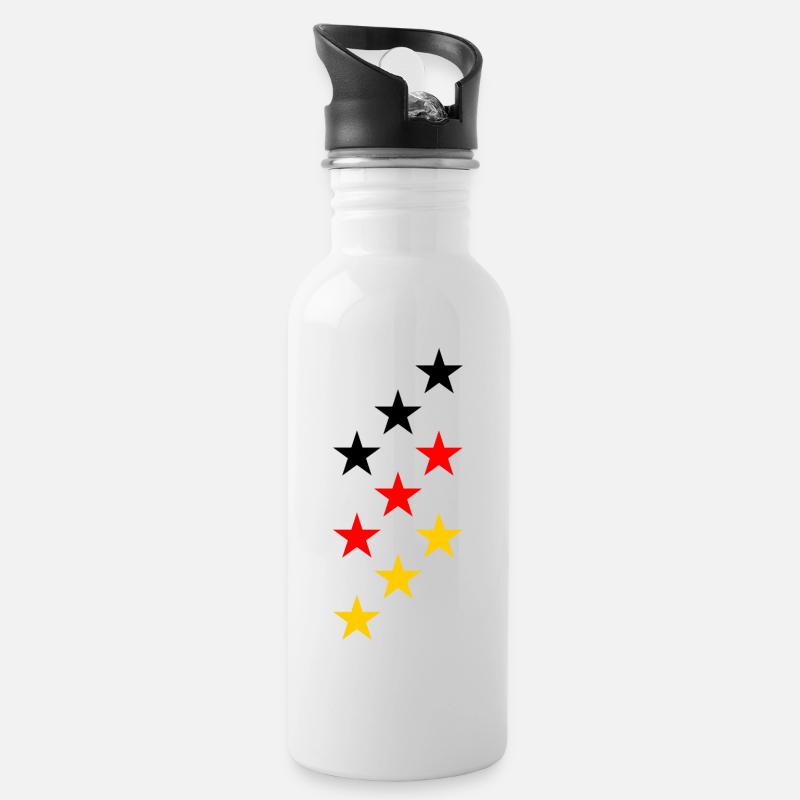EM Deutschland Sterne - Trinkflasche mit integriertem Trinkhalm - Weiß