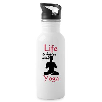 Yoga Life Life Saying Sports Fitness Cadeau - Gourde avec paille intégrée - blanc - Droite
