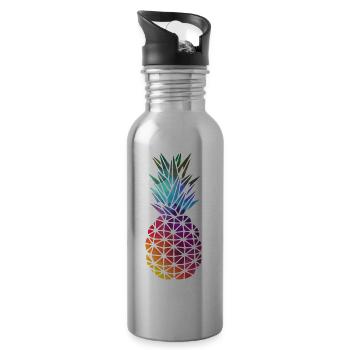 Ananas arc-en-ciel - Gourde avec paille intégrée - argent clair - Droite